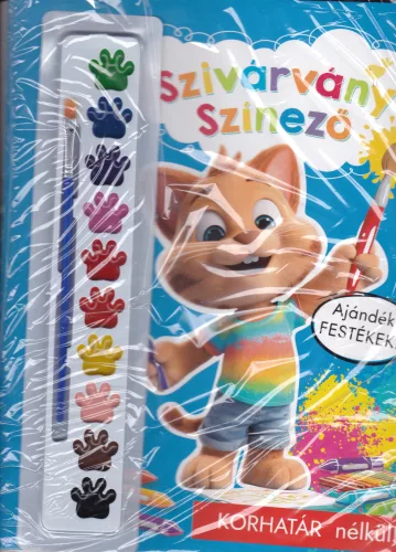 Szivárvány színező Festő cica
